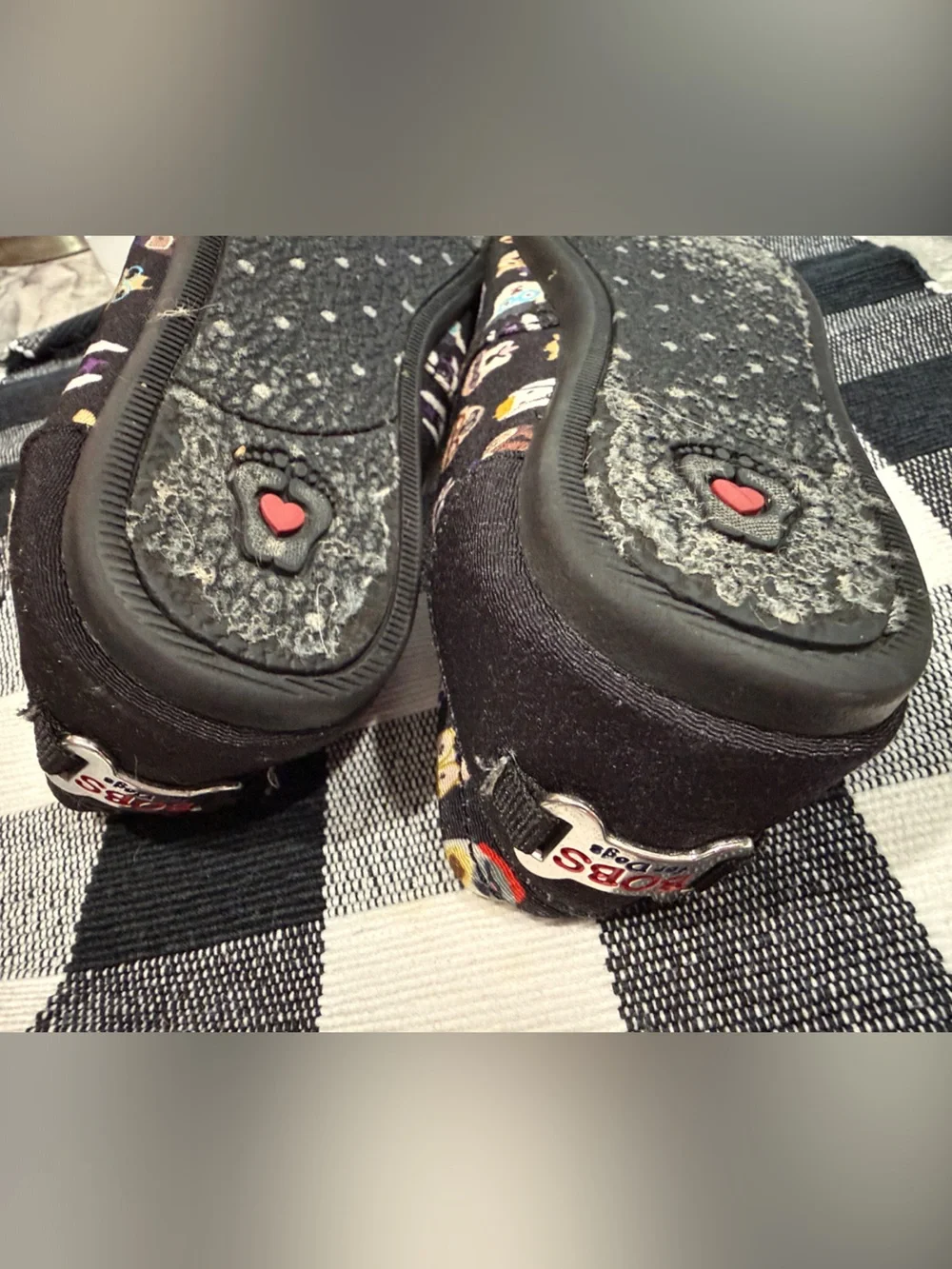 Skechers Black Slip-On Flats with Cute Doggy faces and Orange Insole. - Picture 4 of 6